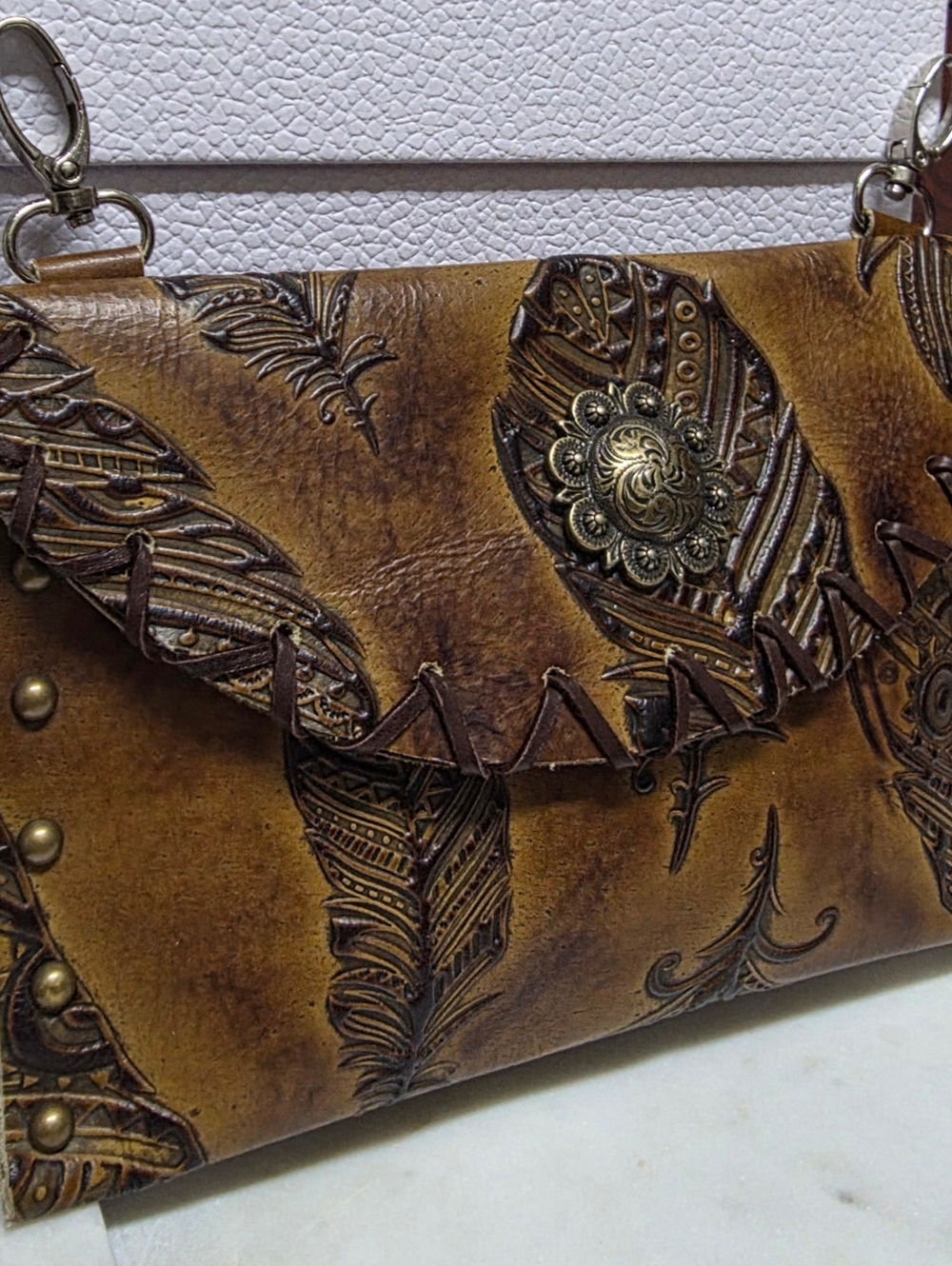 Hand Tooled Leather Motorcycle Bag *New Item